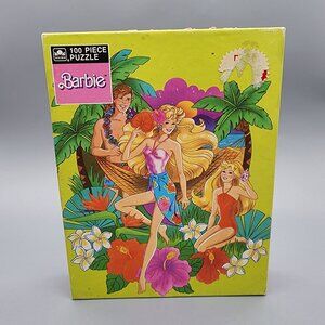 Vintage 1989 Barbie Tropical Puzzle 100 Pc Mattel Hawaii Island Theme Complete